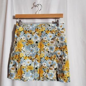 Urban Outfitters | Linen Blend Floral Print Mini Skirt | Size S